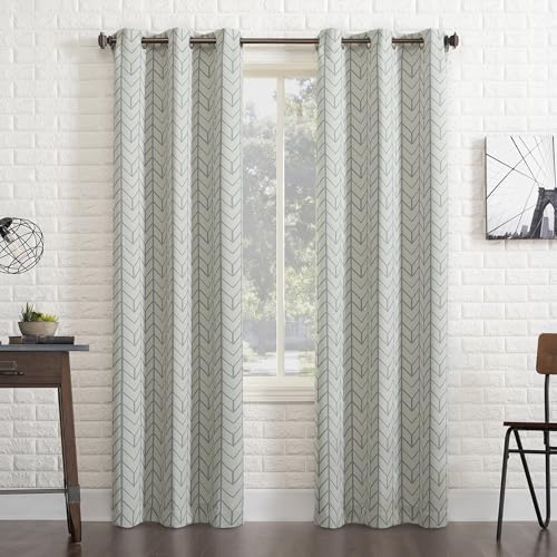 "Sun Zero Kenwood Chevron Blackout Grommet Curtain Panel, 40"" x 84"", Stone"