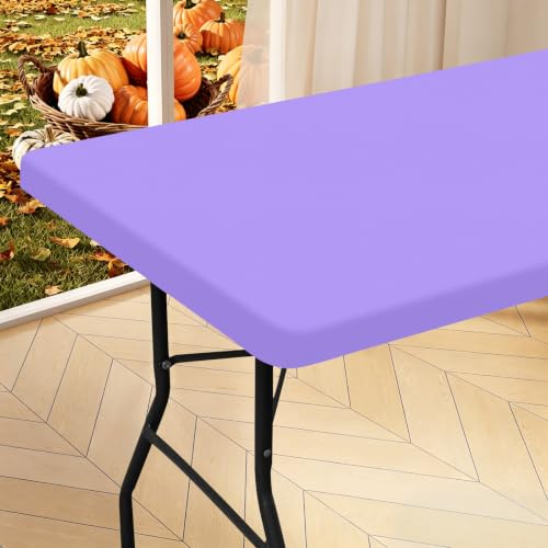"Homing Rectangle Table Cloth Cover, Water-Resistant Polyester Elastic Fitted Tablecloth, Fits for 4 Foot Folding Tables, Washable Table Protector for Picnic, Camping, Outdoor (Lavender, 24"" x 48"")"