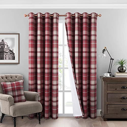 always4u Alexandra Cole Blackout Curtains for Bedroom with Thermal Grommets for Windows 2 Panels 54 * 95 Red 2