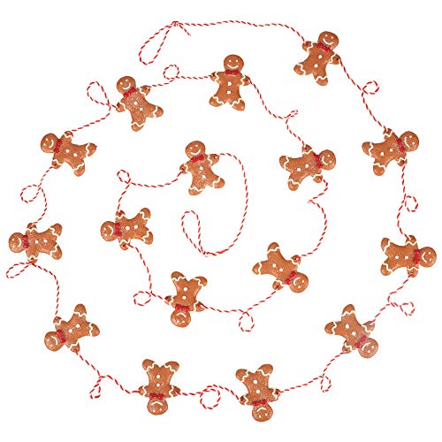9 Foot Mini Gingerbread Man Christmas Garland - Cute Small 2 Inch Claydough Men Tree Garland - Cookie Candy Theme Trees - Christmas Decorations For Indoor Use