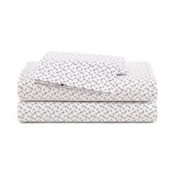 Tommy Hilfiger - Sheet Set, Cotton Percale Bedding with Matching Pillowcases, Crisp & Cool, Premium Quality Home Essentials (Atlantic Anchors Red, Full)