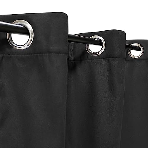 Atout Ciel Thermal Faux Suede Fleece Lined Curtain 140 x 240 cm Ready to Hang Black