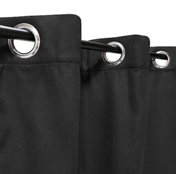 Atout Ciel Thermal Faux Suede Fleece Lined Curtain 140 x 240 cm Ready to Hang Black