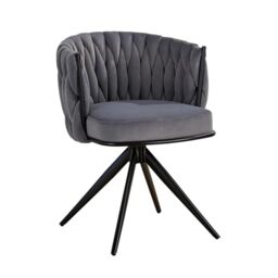 Home Source Velvet Accent Chair, Round Back Armchair, Black Metal Legs, Green