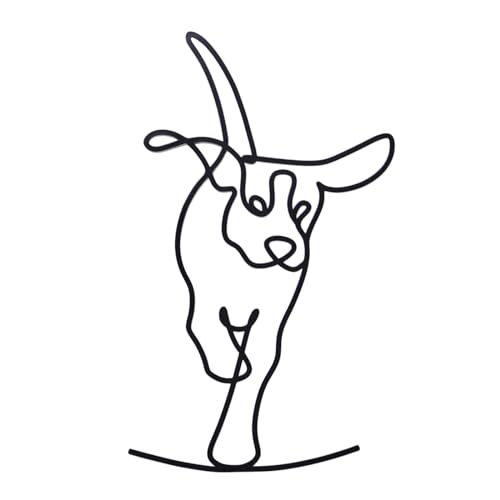 TYLCC Black Metal Dog Wall Decor Minimalist Abstract Dog Wall Art Line Drawing Art for Living Room Bedroom Decorations (Lovable)