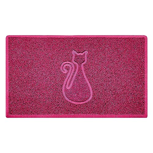 Nicoman CAT Embossed Shape Door Mat Dirt-Trapper Washable Barrier Doormat-(Use Indoor or Sheltered Outdoor)-(75x44cm/29.5x17.3inches,Medium) Pink
