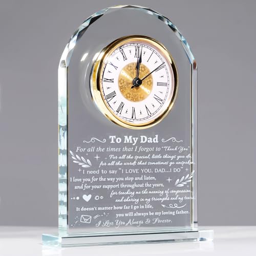 YWHL to My Dad Gifts from Daughter Son, Meaningful Birthday Gifts for Dad Who Wants Nothing, Father's Day Clock Gifts with Base, Unique Present Idea for Christmas Valentine's Day Father's Day