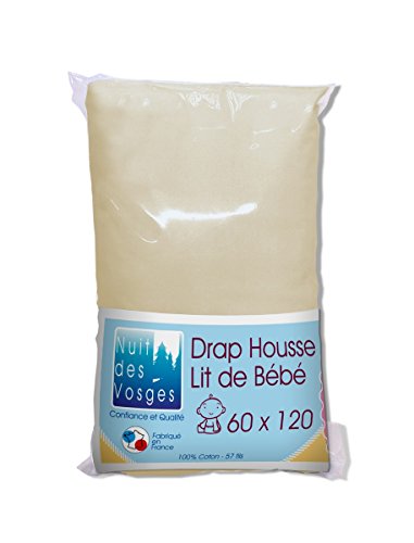 Nuit des Vosges Cotoval Plain Cotton Fitted Sheet for Adjustable Beds, Cotton, natural, 60x120