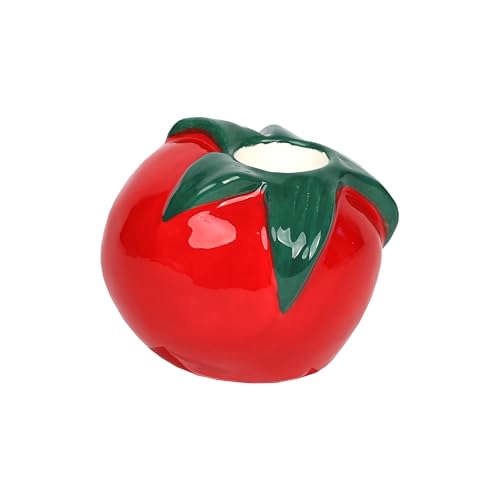 Talking Tables Ceramic Candle Holder Tomato Shaped Decorative Candle Holder for Table Centrepiece, Indoor Outdoor Wedding, Party, Summer Home Decor & Gift, Red, 10cm