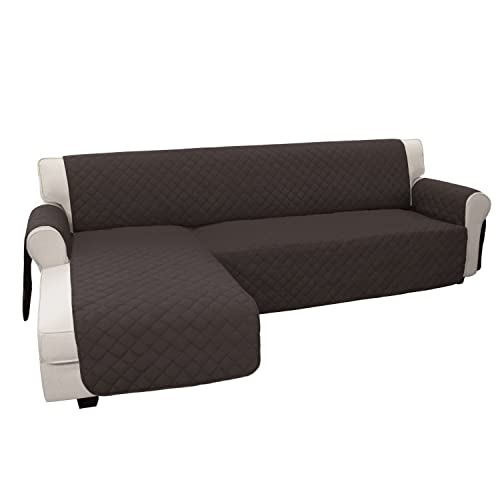 Easy-Going Sofa Slipcover L Shape Sofa Cover Sectional Couch Cover Chaise Lounge Slip Cover Reversible Sofa Cover Furniture Protector Cover for Pets Dog Cat (Large,Chocolate/Chocolate)
