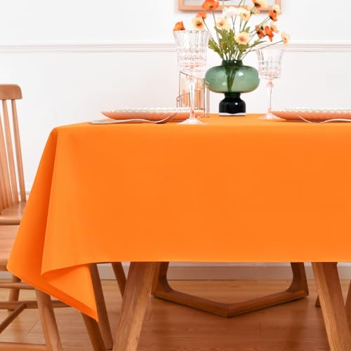 NEWISHER Orange Rectangle Tablecloth 70 x 108 inch for 6 Foot Tables - Heavy Duty Polyester Fabric Table Cloth, Reusable Solid Rectangle Table Cover for Dining Kitchen Party Wedding Halloween