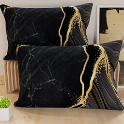 PETTI Artigiani Italiani - Pair of Microfibre Pillow Cases 40 x 80 cm, Pillows for Bedrooms, Sofa, Living Room, Set of 2 Cushion Covers, Black Marble Pillowcase, 100% Made in Italy