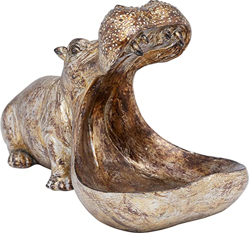 Kare Design Decorative Figurine Hungry Hippo, Gold, 17x15x26 cm, Decorative Sculpture, Lacquered, Statement Piece, Glamour, Hippo Motif, Modern, Timeless, Minimalist, Industrial, Living Room