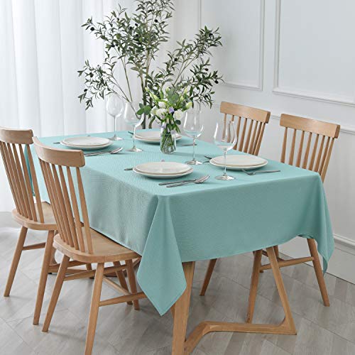 maxmill Textured Tablecloth Stain Resistant Waterproof and Wrinkle Resistant Washable Table Cloth, Fabric Table Cover for Dining Room and Outdoor Use, Rectangle 60 x 120 Inch, Turquoise