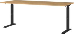 Germania Desk 7912-582, in Grandson oak repro/Black, me. height adjustment, 180 x 91 x 80 cm (WxHxD)