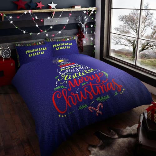 GC GAVENO CAVAILIA Christmas Duvet Cover - Xmas Santa Bedding Double Bed Set With Pillowcases - Poly Cotton Double Duvet Set (200x200 cm) - Soft Easy Care Bed Linen - Xmas Gift For Lovers