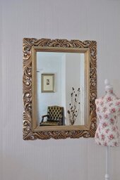"Mirror 4FT X 3FT (122cmx92cm) Large Silver Hairdressors Salon Carved Solid Wood Frame Beautiful Antique Design Ornate Shabby Chic Over Mantle Big Wall 24"" x 36"" Glass Size, 862348160-3"