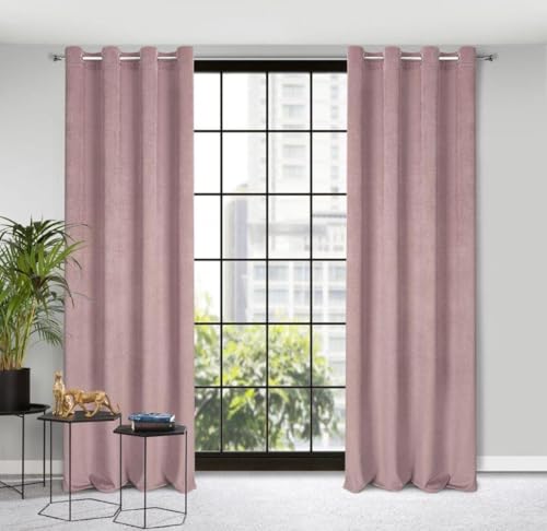 Eurofirany ELIZA Structural Velvet Curtain with Eyelets - 1 Pc. Velvet Thermal Insulated Curtain, Opaque, Room Darkening, Bedroom, Living Room, 140x250 cm, Altrosa