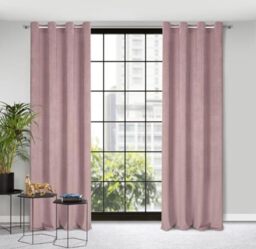 Eurofirany ELIZA Structural Velvet Curtain with Eyelets - 1 Pc. Velvet Thermal Insulated Curtain, Opaque, Room Darkening, Bedroom, Living Room, 140x250 cm, Altrosa