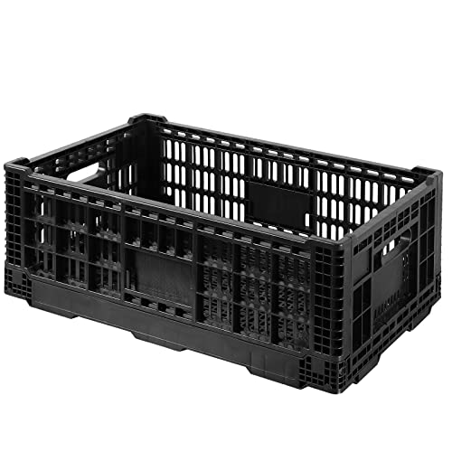 QTJH Collapsible Storage Bin, 52 Liter Heavy Duty Plastic Storage Box, Black (1)