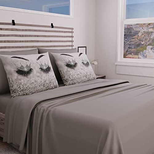 PETTI Artigiani Italiani - Complete Bed Set, Double Sheets, Silver Eye Sheets, Double Bed Set, Printed on Pillowcases Only 100% Made in Italy