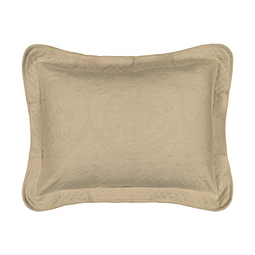 "Historic Charleston Classic European Matelasse Cotton Decorative Pillow Case, Birch, King Sham (20"" x 36"")"