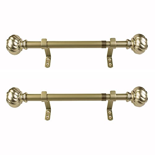 Decopolitan Curtain Rod, Alloy Steel, Light Gold, 12 to 20 Inches