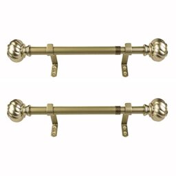 Decopolitan Curtain Rod, Alloy Steel, Light Gold, 12 to 20 Inches