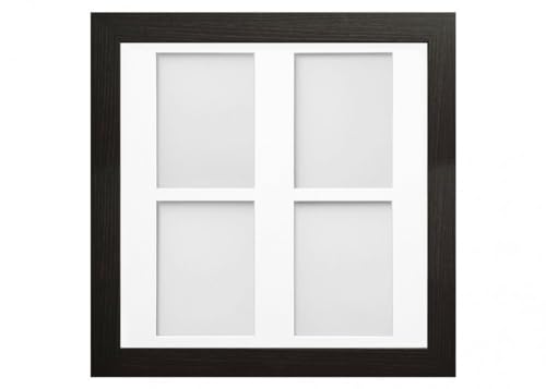 Frame Company Watson Multi Aperture Range Black Photo Picture Frame, 40x40cm for 7x5 inch (x4 Portrait) *Choice of Sizes* Fitted with Real Glass