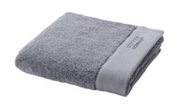 Möve x STEFFEN SCHRAUT Classic Collection Bath Towel Uni with Herringbone - Border 80 x 150 cm, Towels – Made in Germany, 100% cotton, Stone (Grey)