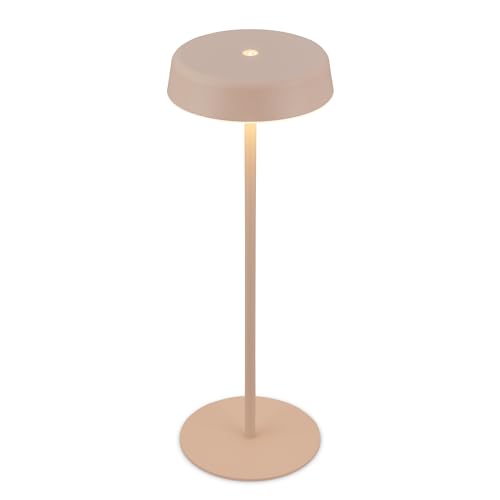 BRILONER - Rechargeable LED Table Lamp IP44 with Touch, Dimmable, Warm White Light, LED,Bedside Lamp,Cordless, 13X36.5 cm, Beige