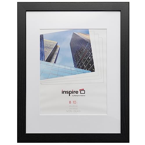 Hampton Frames - Poster Frame - 8x10 (20x25cm), Black, Rectangular - MDF Wood Effect, Acrylic Aperture, Easy Rear Loading - Wall Mount Display for Photos, Certificates