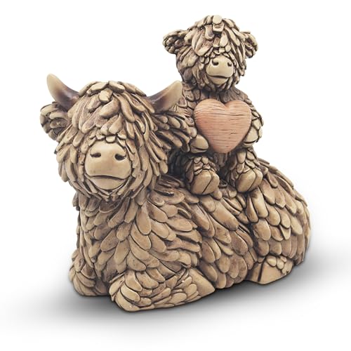 Lesser & Pavey Hughie Highland Cow Pair Decor Figurine - Rustic Country Theme,Decorative Accent,Shelf Display, Eye Catching , Ideal for Home and Office Decor, Lovely Gift Choice