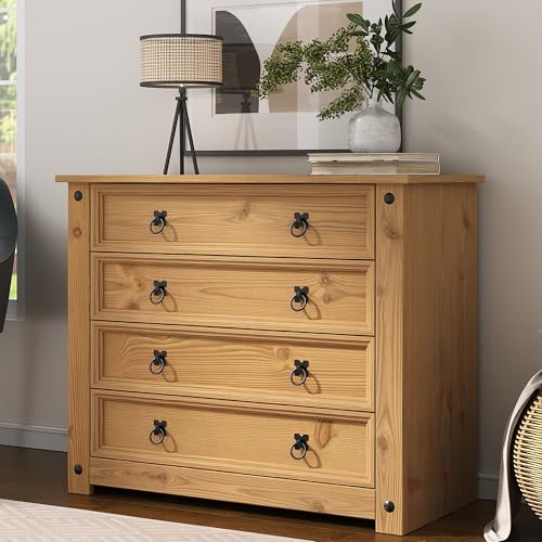 Mews Corona Chest of Drawers 4 Drawer Mexican Solid Pine Waxed Country Rustic