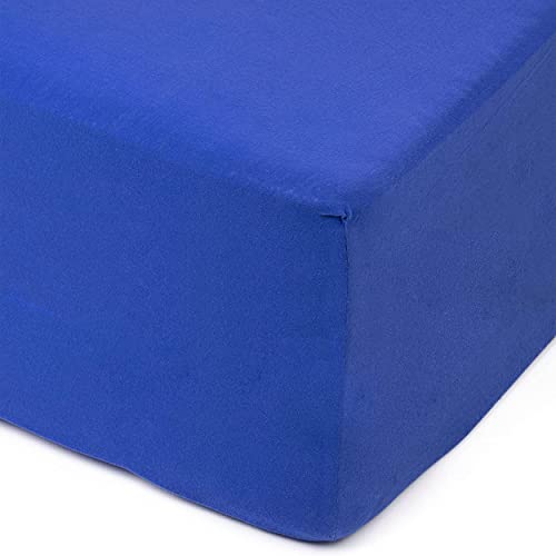 Amago - Fitted Sheet, 50 cm Pocket, 100 Percent Cotton, 140 x 200 cm - Blue
