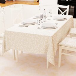 PETTI Artigiani Italiani - Table Cloth, Table Cloth, Kitchen Tablecloth in Cotton Grey Design Beige X18 Seats (140 x 360 cm) 100% Made in Italy