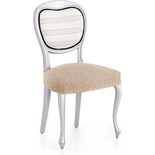 ECOMMERC3 - 2 Bi-elastic Jacquard Fabric Chair Covers - Super Elastic, Breathable and Adjustable Beige Chair Covers