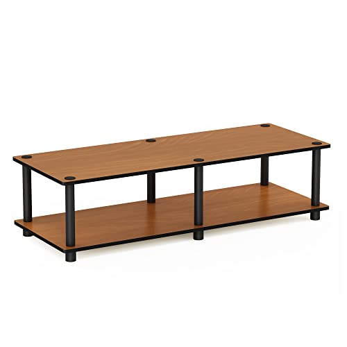 Furinno JUST TV Stand, No Tools Wide Entertainment Center, TV Console for TV up to 46 Inchwith Tubes, for Living Room, Bedroom, Light Cherry
