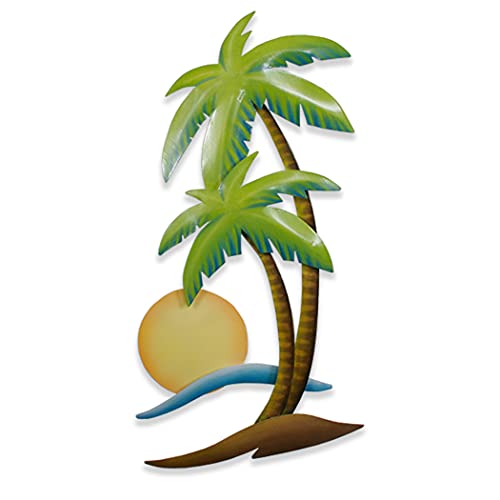 T.I. Design Palms and Sun Tropical Coastal Beach Metal Wall Decor Patio Safe Finish