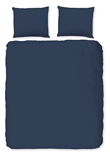 Double Duvet Cover 200 x 220 cm Cotton Satin Dark Blue