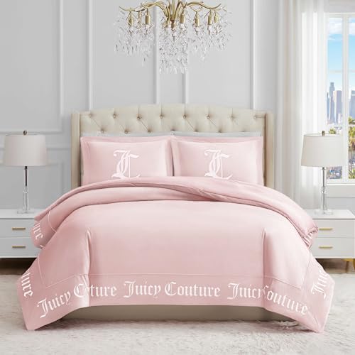 "Juicy Couture - Comforter Set - Gothic Design Bedding - King - 3 Piece Set Includes (1) 108"" x 92"" Comforter and (2) 20"" x 36"" Shams - Wrinkle Resistant - Premium Bedroom Decor - Marshmallow Pink"