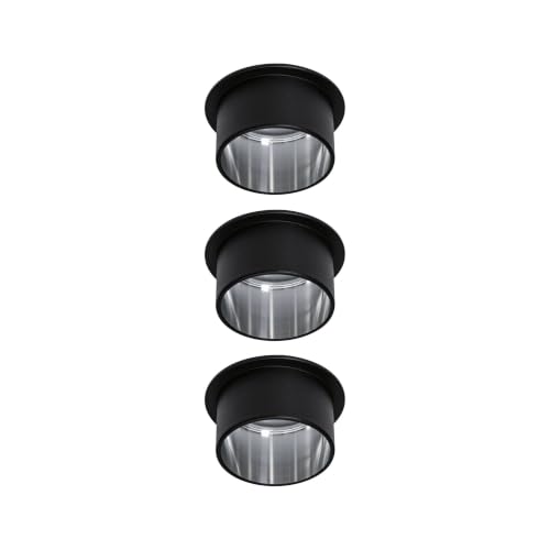 Paulmann 93383 LED recessed luminaire Gil 3-Step-Dim Round incl. 3 x 6 Watt dimmable Black matt Iron Brushed recessed Spotlight Aluminium spot 2700 K Coin