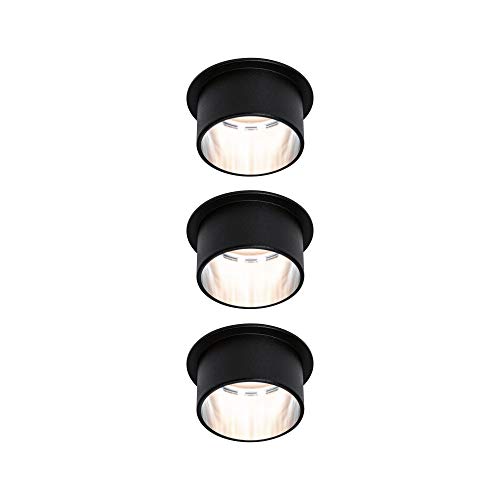 Paulmann 93383 LED recessed luminaire Gil 3-Step-Dim Round incl. 3 x 6 Watt dimmable Black matt Iron Brushed recessed Spotlight Aluminium spot 2700 K Coin