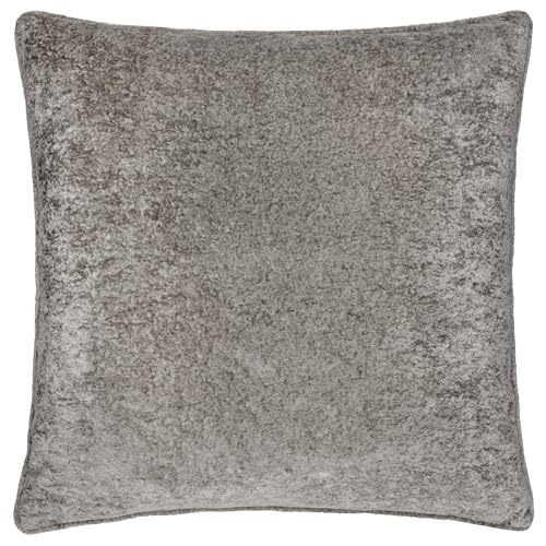 Paoletti Lustre Velvet Cushion Cover – Crushed Velvet Luxury Textured Piped Edge Decorative Case (Pewter – 50x50cm)