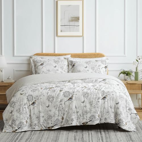 Southshore Fine Living, Inc. Bayberry Collection Twin Duvet Cover Bedding Set, Floral Cream Duvet Cover Bedspread 2-Piece with one Matching sham (69 in Wide x 98 in Long), Cream, Twin/Twin XL