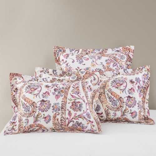 "Standard Size Pillowcases Cotton Printed Shams Pillow Cover 2 Pieces Set 20""x26"", Traditional Paisley Pattern"