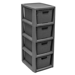 BranQ Home Essential Shelf in Rattan Design, Plastic, Anthracite, 23 x 29 x 65 cm