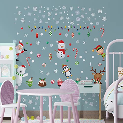 WALPLUS 140x90cm Christmas Combo Decorations Wall Stickers Snowy Winterland with Friends Wall Art Window Display Clings Display Decals Living Room Home Living Room Bedroom DIY Gift