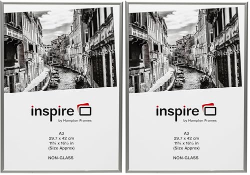 ALUMINIUM Silver A3 29.7x42 cm Certificate Photo Frame Non Glass Picture Aperture PAAFA3BX (Pack of 2)
