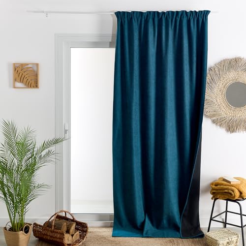 HomeMaison.com Thermal Blackout Curtain - Peacock Blue Curtain - Curtain 140 x 260 cm